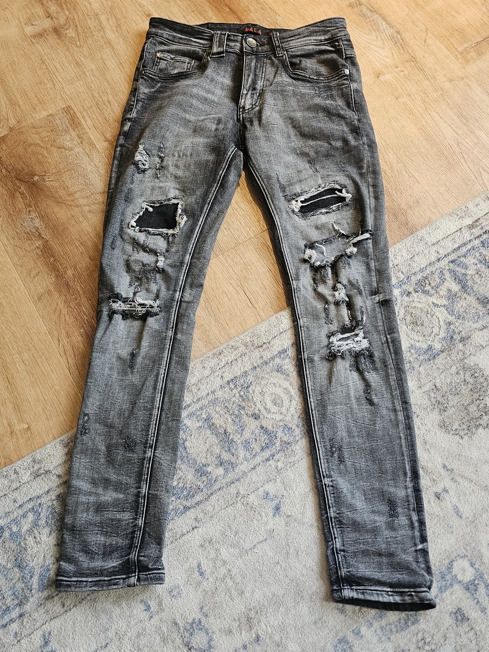 GALA LAB (Gala Denim) men's distressed, washed black denim jeans 30x32